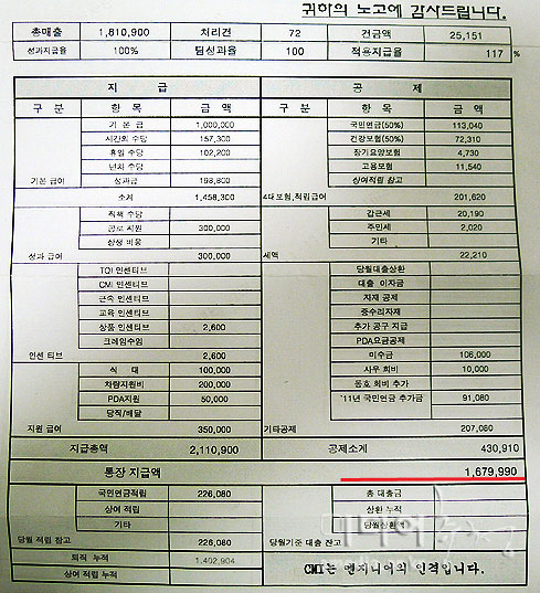 참세상 기사게시판 :: 기사 :: 삼성전자서비스센터 직원 월급명세서 왜 ...