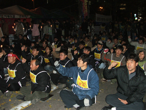 [2005년 하반기 비정규법 총파업투쟁] 현장투쟁단 공동대표 3인 단식투쟁 돌입