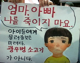“미친 소는 청와대로” 광우병 촛불집회